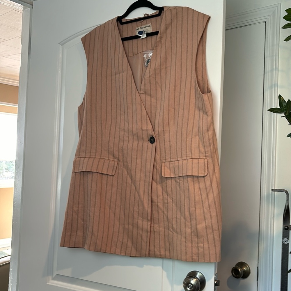Free people pin stripe mini vest dress NWT